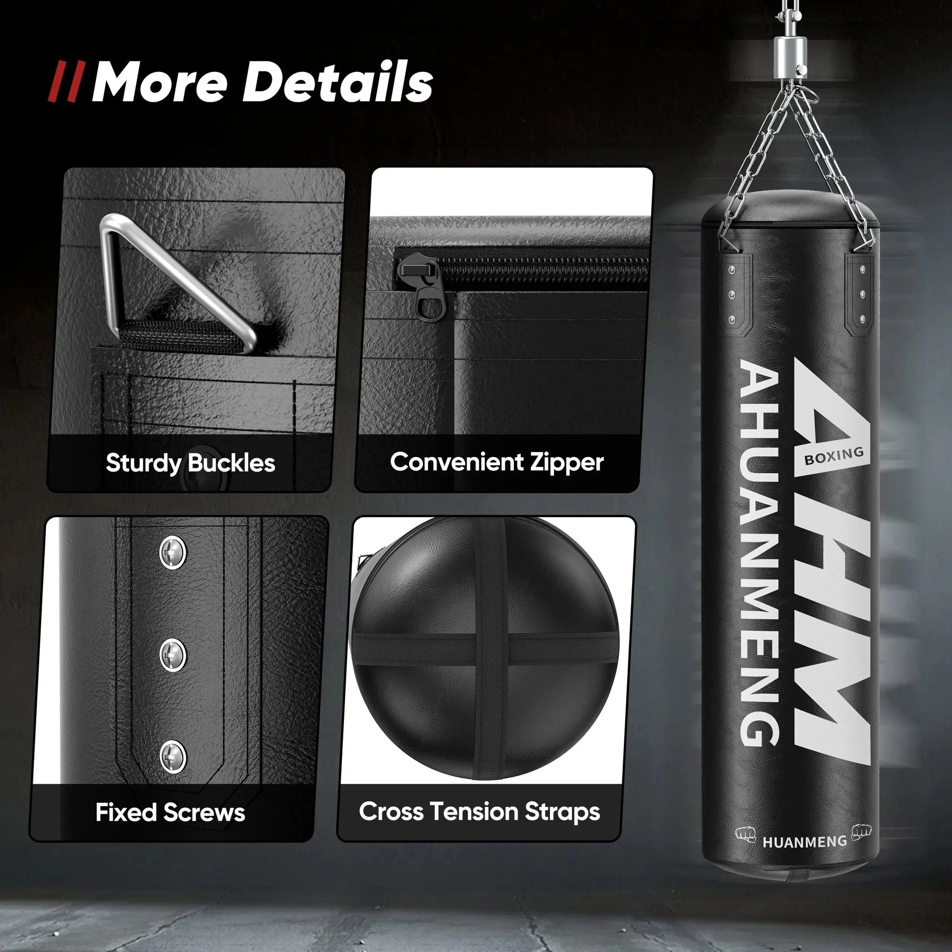 Punching Bag for Adults 4FT PU Heavy Boxing Bag Set Hanging Boxing Bag Kit W/ 12Oz Gloves Cool Brand Designs