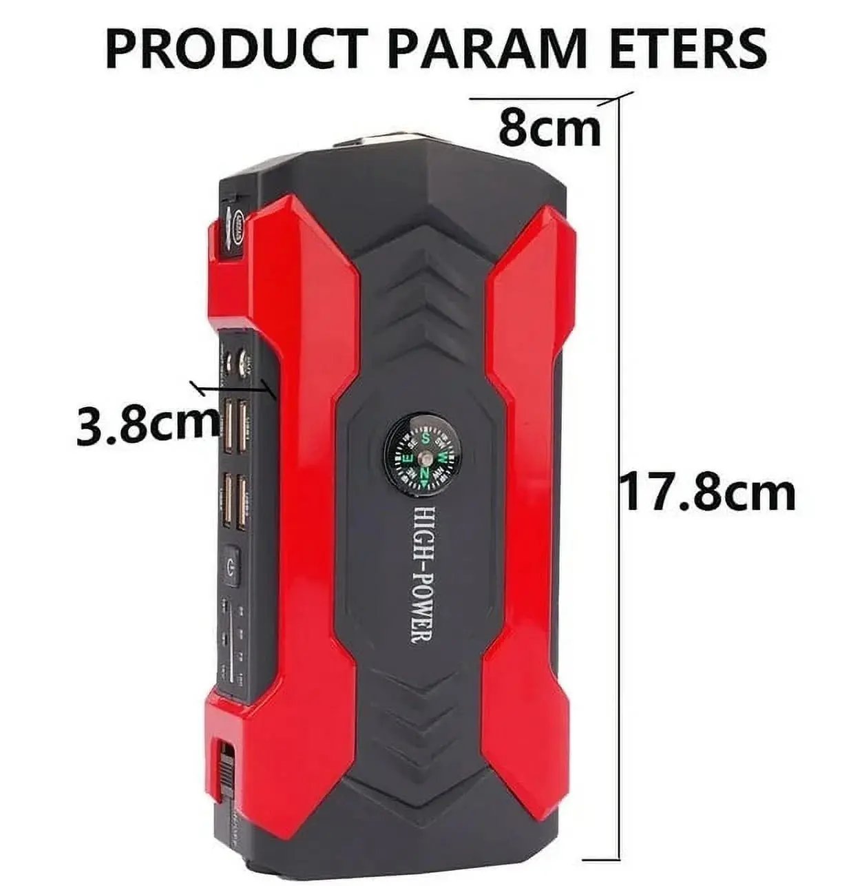 99800Mah Car Jump Starter, Peak Car Battery Charger, 12V Jump Box Jumper Battery Pack, Portable Charger, Emergency LED Light, Escape Safty Hammer, Compass Cool Brand Designs