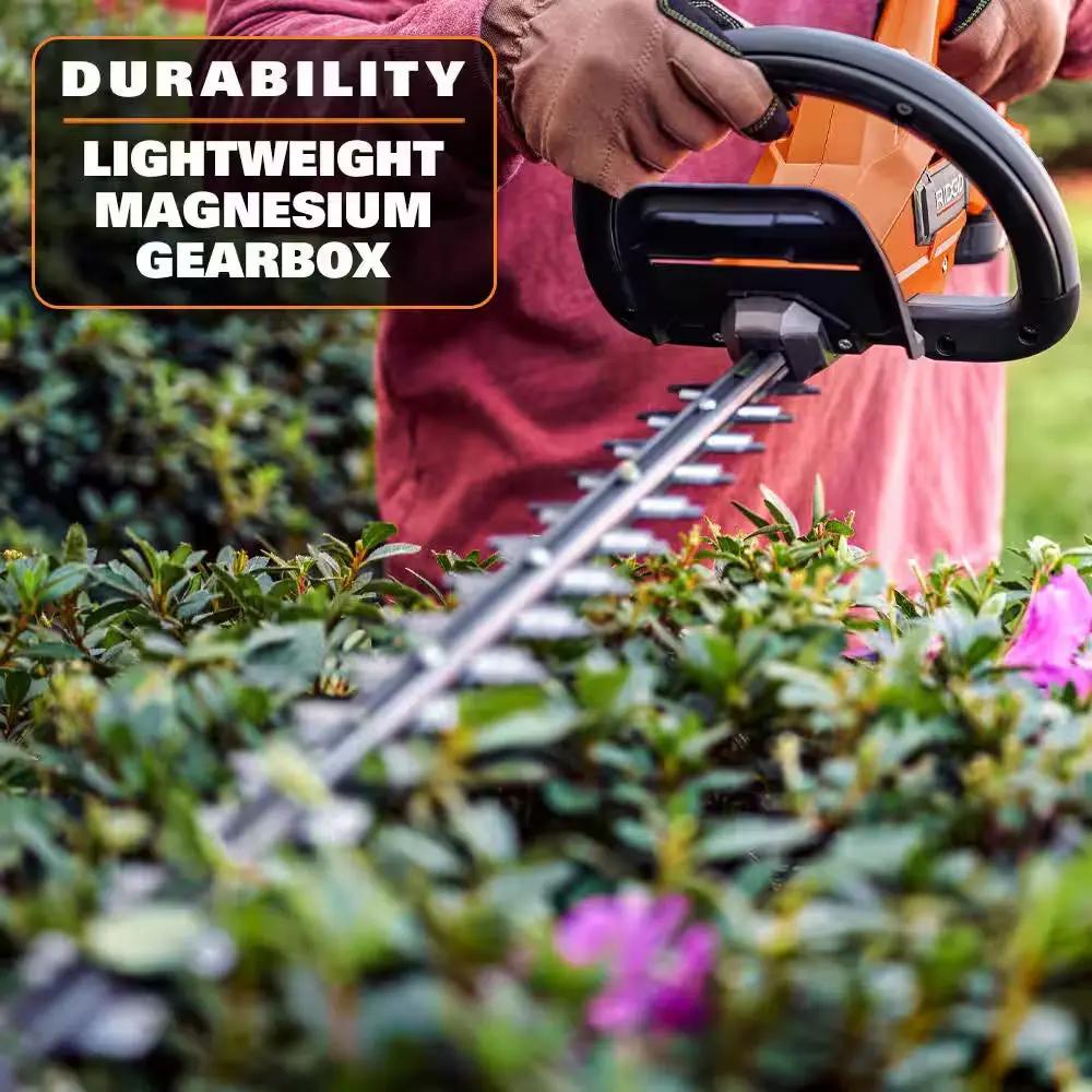 18V Brushless 14 In. Cordless String Trimmer and Brushless Cordless Hedge Trimmer with 4.0 Ah Battery and Charger Cool Brand Designs