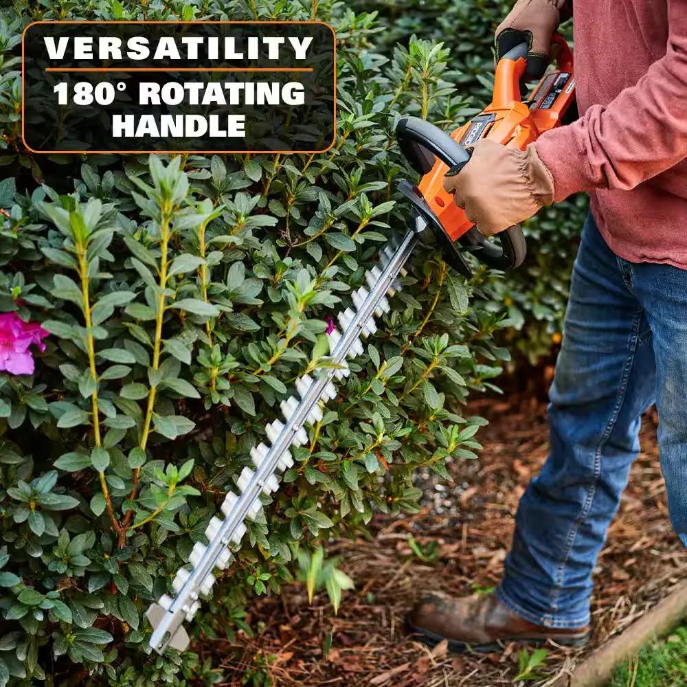 18V Brushless 14 In. Cordless String Trimmer and Brushless Cordless Hedge Trimmer with 4.0 Ah Battery and Charger Cool Brand Designs