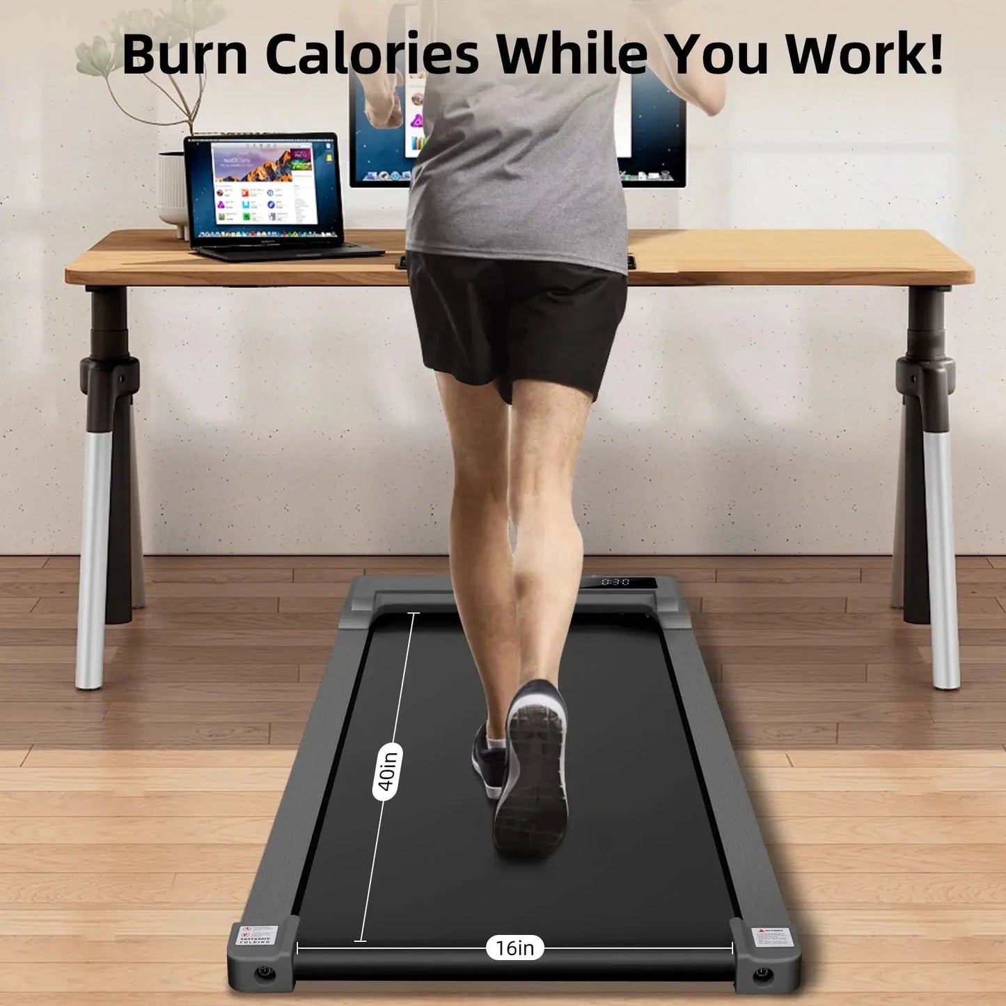 Walking Pad, 2 in 1 under Desk Treadmill with Remote Control、Led Display, 300 Lbs Portable Treadmill for Home/Office (Black) Cool Brand Designs