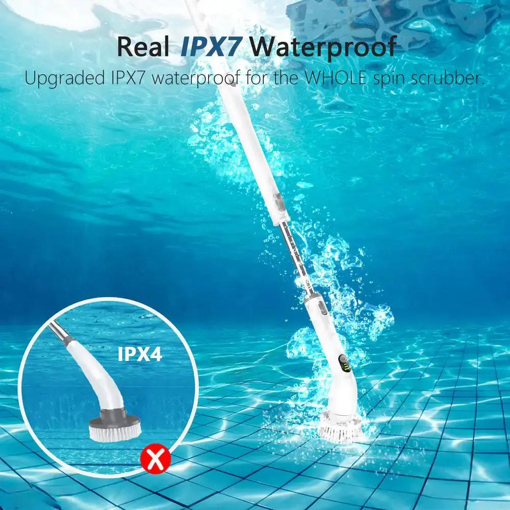 Electric Spin Power Scrubber, Waterpoof Cleaning Scrub Brush with 4 Brush Heads, Adjustable Handle for Bathroom, Floor Cool Brand Designs