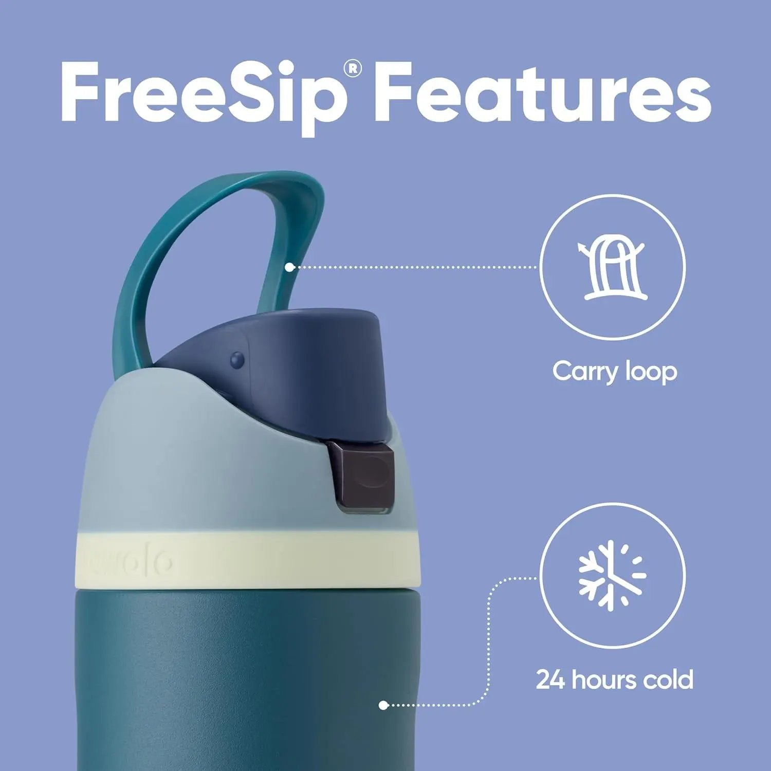 Freesip Insulated Stainless Steel Water Bottle with Straw, Bpa-Free Sports Water Bottle, Great for Travel, 24 Oz, Denim Cool Brand Designs