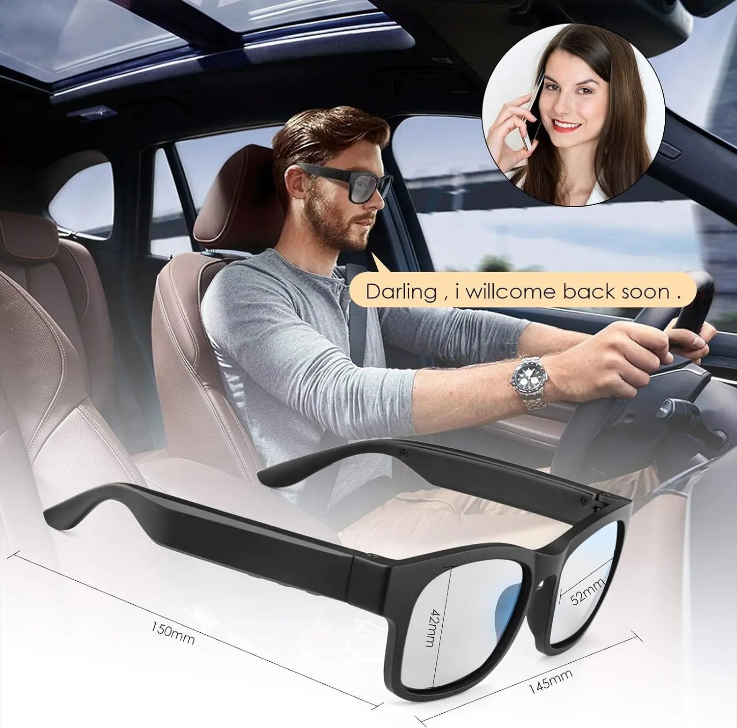 Smart Glasses Smart Audio Glasses Wireless Bluetooth Sunglasses Polarized Sunglasses IPX4 Waterproof Cool Brand Designs