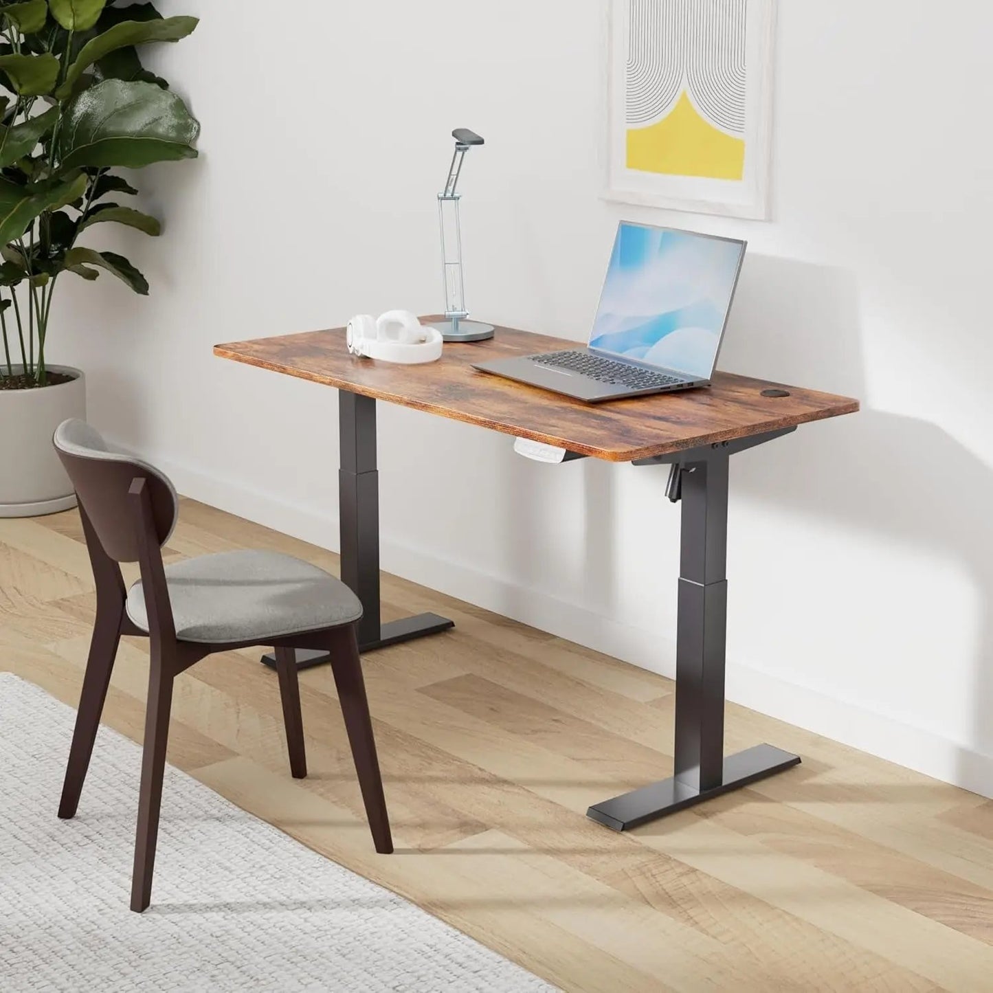 Electric Standing Desk, 48 X 24 Inches Height Adjustable Stand up Desk, Sit Stand Home Office Desk, Computer Desk, Rustic Brown Cool Brand Designs