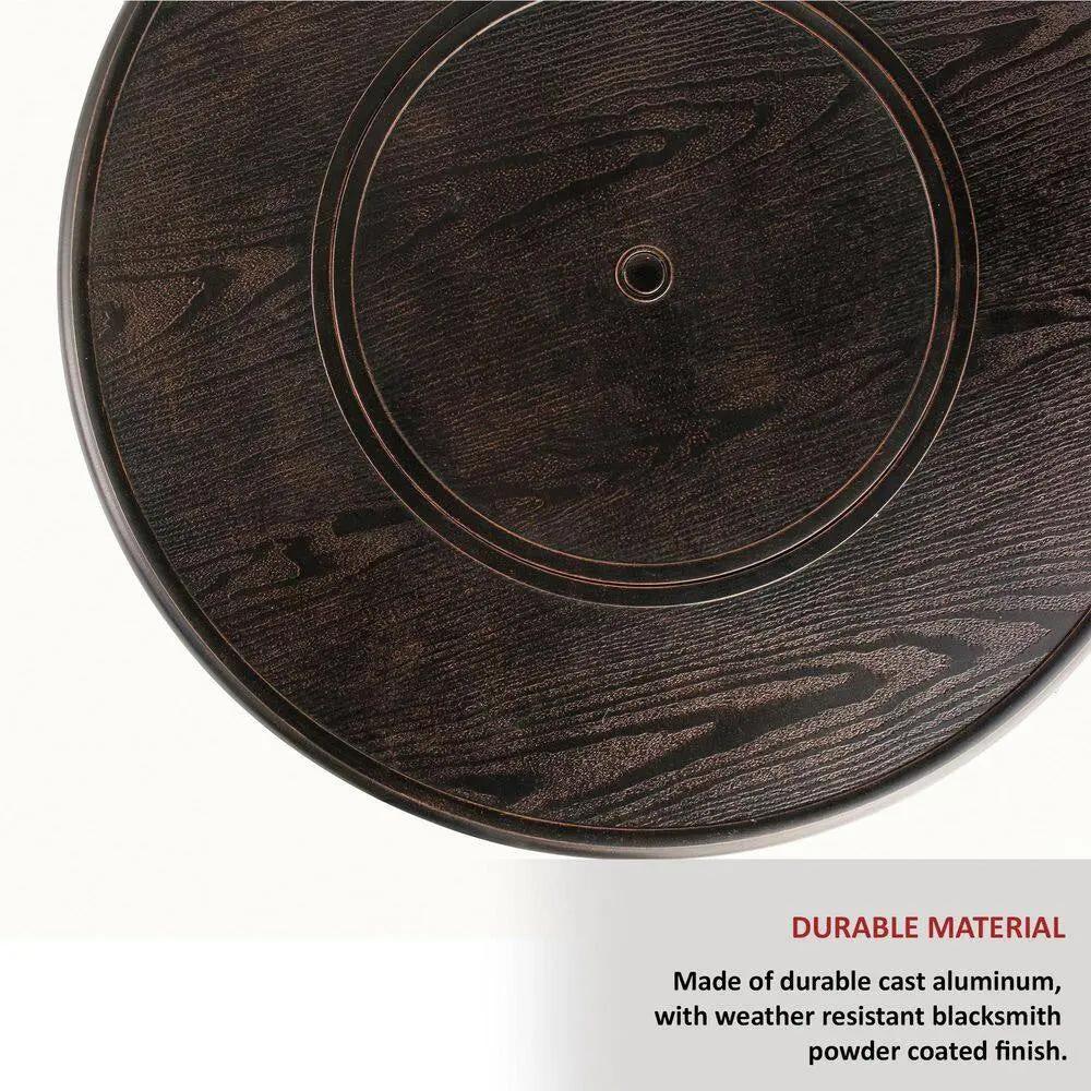 Manchester 36 In. X 25 In. round Aluminum Match Lit Propane Gas Fire Pit Chat Table with Glacier Ice Firebeads Cool Brand Designs