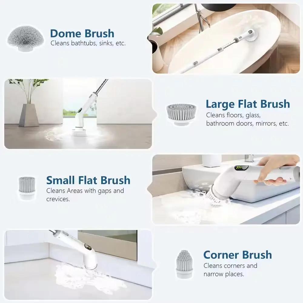 Electric Spin Power Scrubber, Waterpoof Cleaning Scrub Brush with 4 Brush Heads, Adjustable Handle for Bathroom, Floor Cool Brand Designs