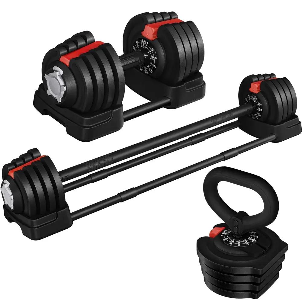 3-In-1 Quick-Adjustable Dumbbell Weight Set, Black, 46.41 Lb Cool Brand Designs