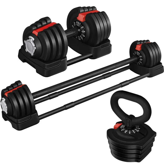 3-In-1 Quick-Adjustable Dumbbell Weight Set, Black, 46.41 Lb Cool Brand Designs