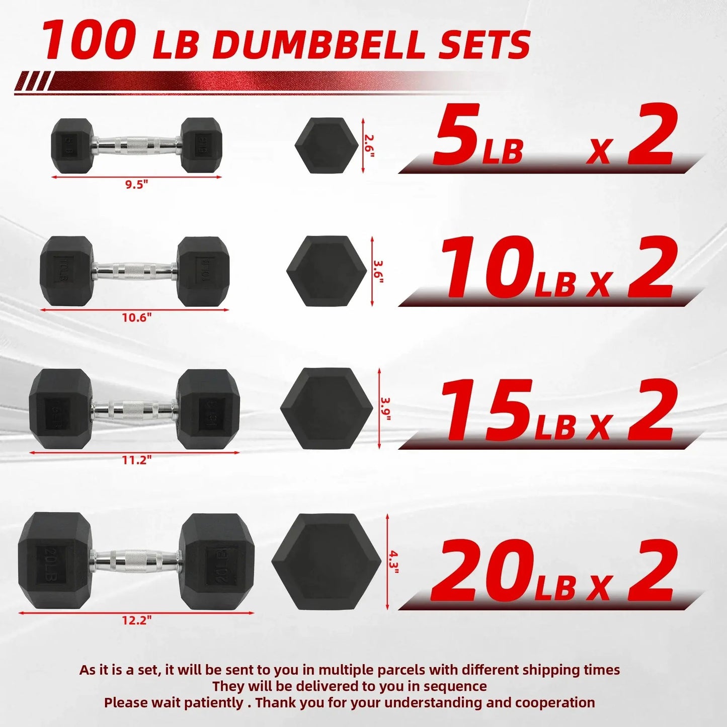 Dumbbell Set, Pairs of 5 Lb, 10 Lb, 15 Lb, and 20 Lb Cool Brand Designs