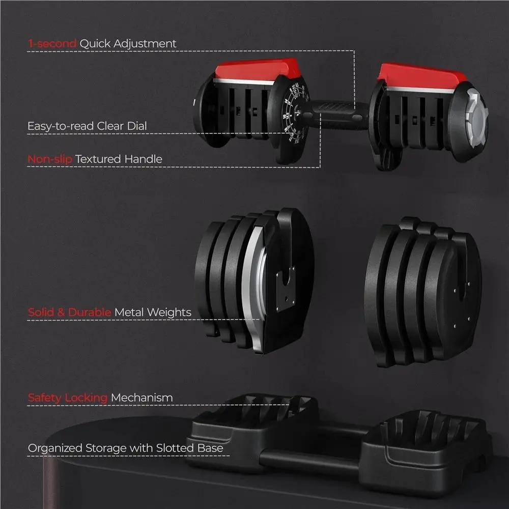 3-In-1 Quick-Adjustable Dumbbell Weight Set, Black, 46.41 Lb Cool Brand Designs