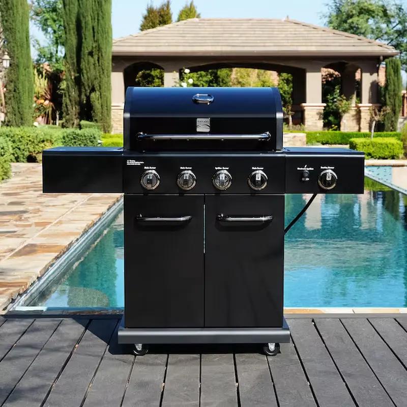 Black with Chrome Accents 4 -Burner Liquid Propane Gas Grill 1 -Side Burner Cool Brand Designs