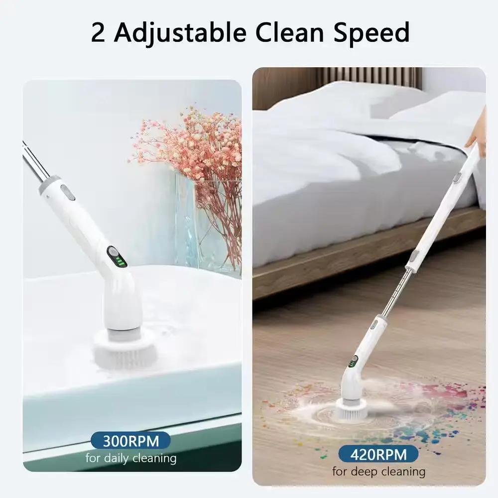 Electric Spin Power Scrubber, Waterpoof Cleaning Scrub Brush with 4 Brush Heads, Adjustable Handle for Bathroom, Floor Cool Brand Designs