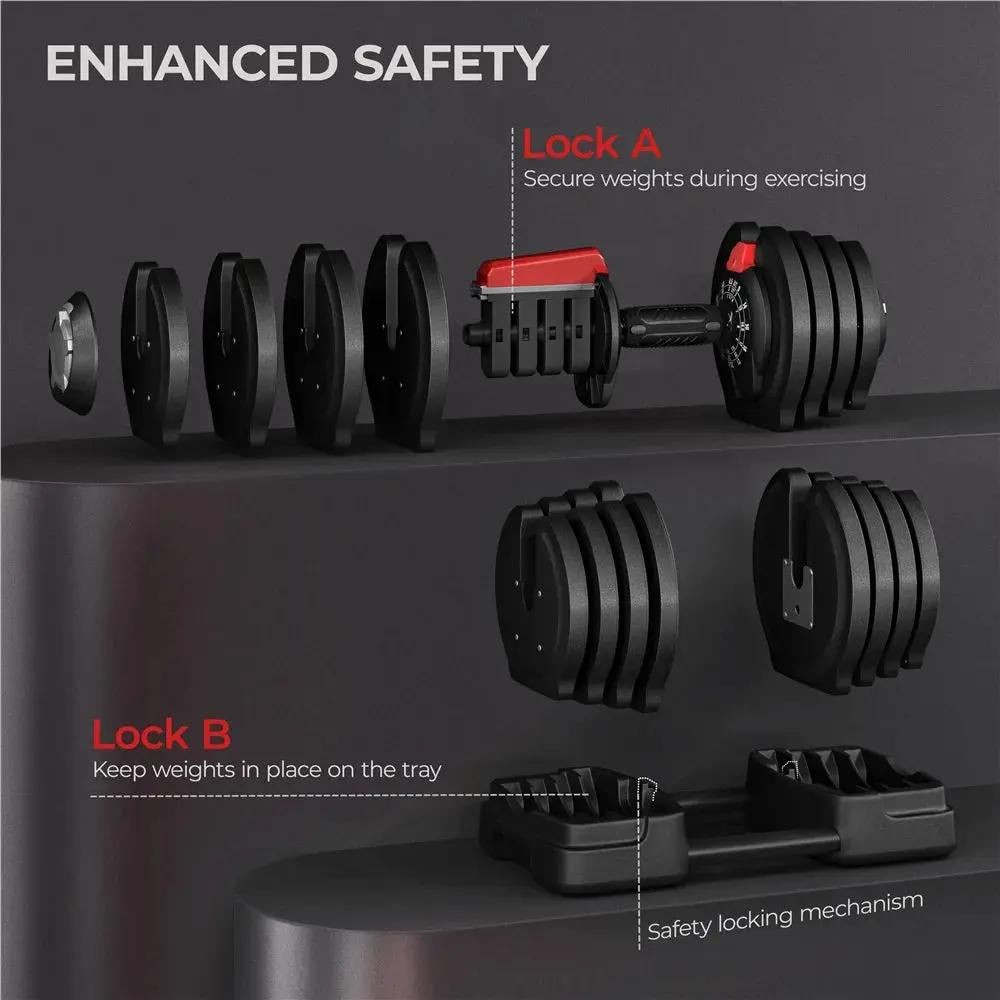 3-In-1 Quick-Adjustable Dumbbell Weight Set, Black, 46.41 Lb Cool Brand Designs