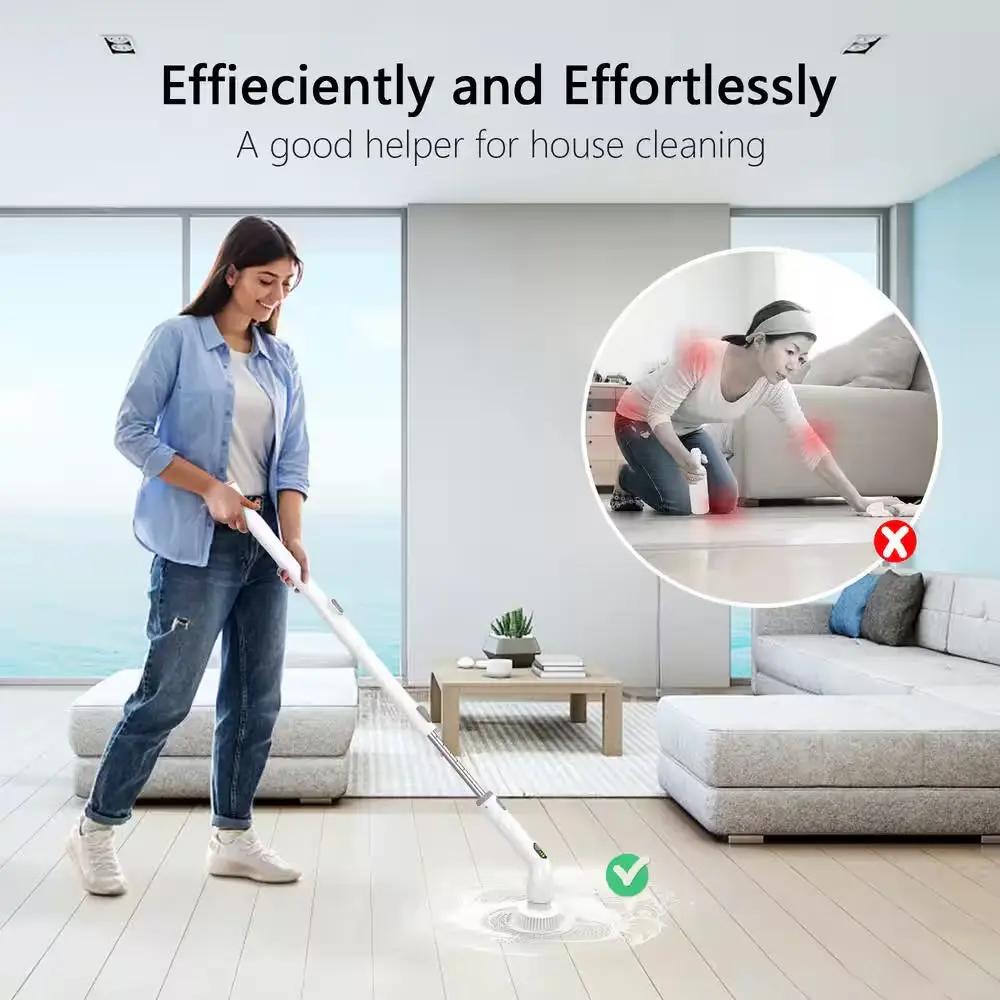 Electric Spin Power Scrubber, Waterpoof Cleaning Scrub Brush with 4 Brush Heads, Adjustable Handle for Bathroom, Floor Cool Brand Designs