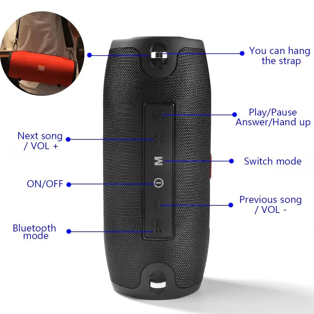Large Waterproof Wireless Bluetooth Speaker With Strap - Cool Brand Designs